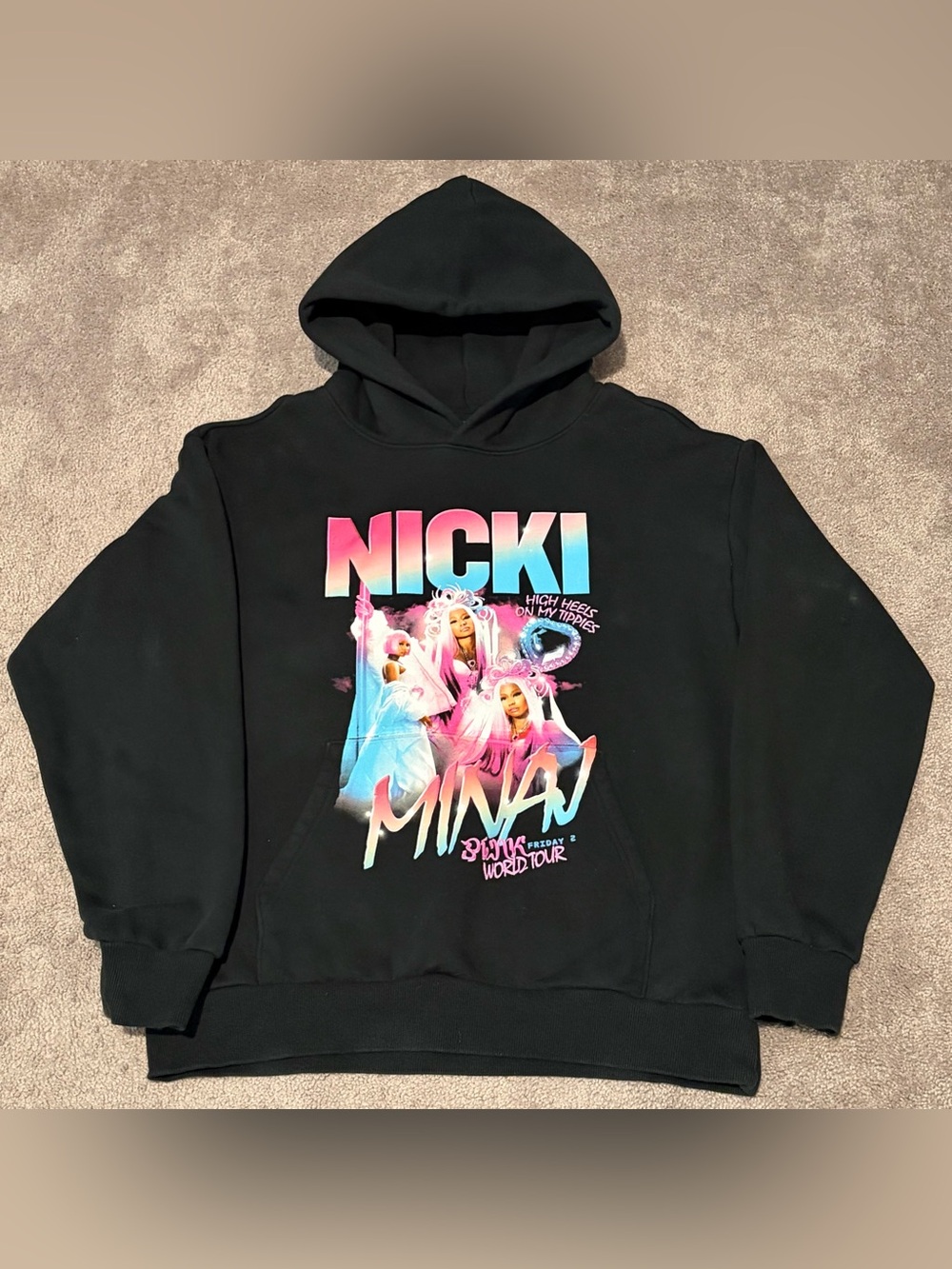 Nicki Minaj Pink Friday 2 World Tour Black Hoodie Size Large Official Merch